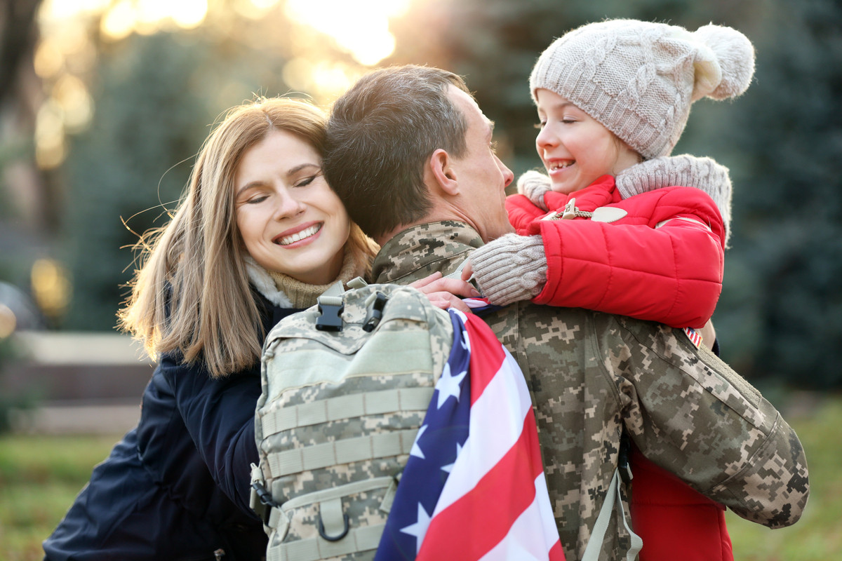 A Military man returns home to his wife and child.