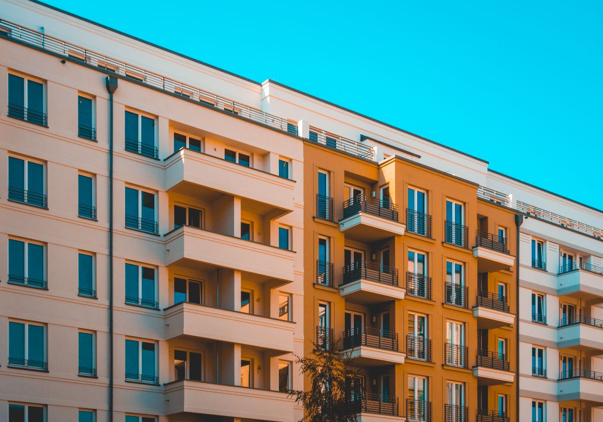 Exterior of apartment building. 