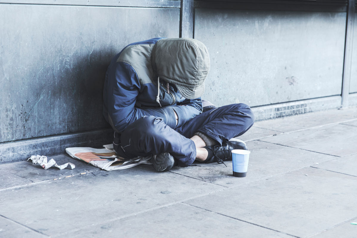 Homeless man on the street. 