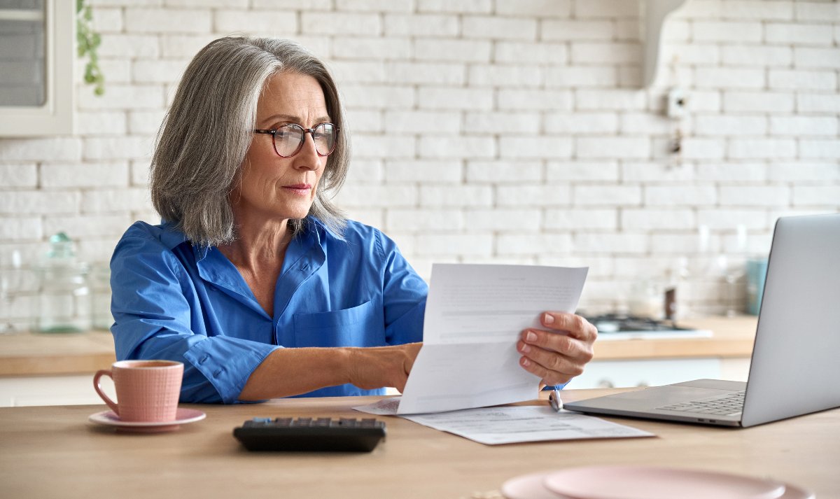 Retiree calculating taxes.