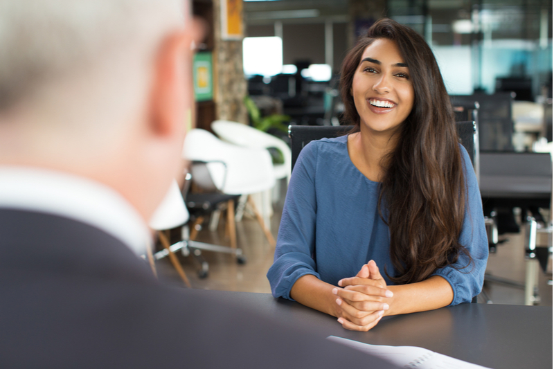 Woman interviewing for a job.