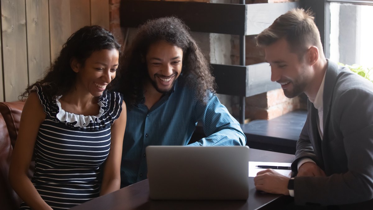 Couple meeting with travel agent.